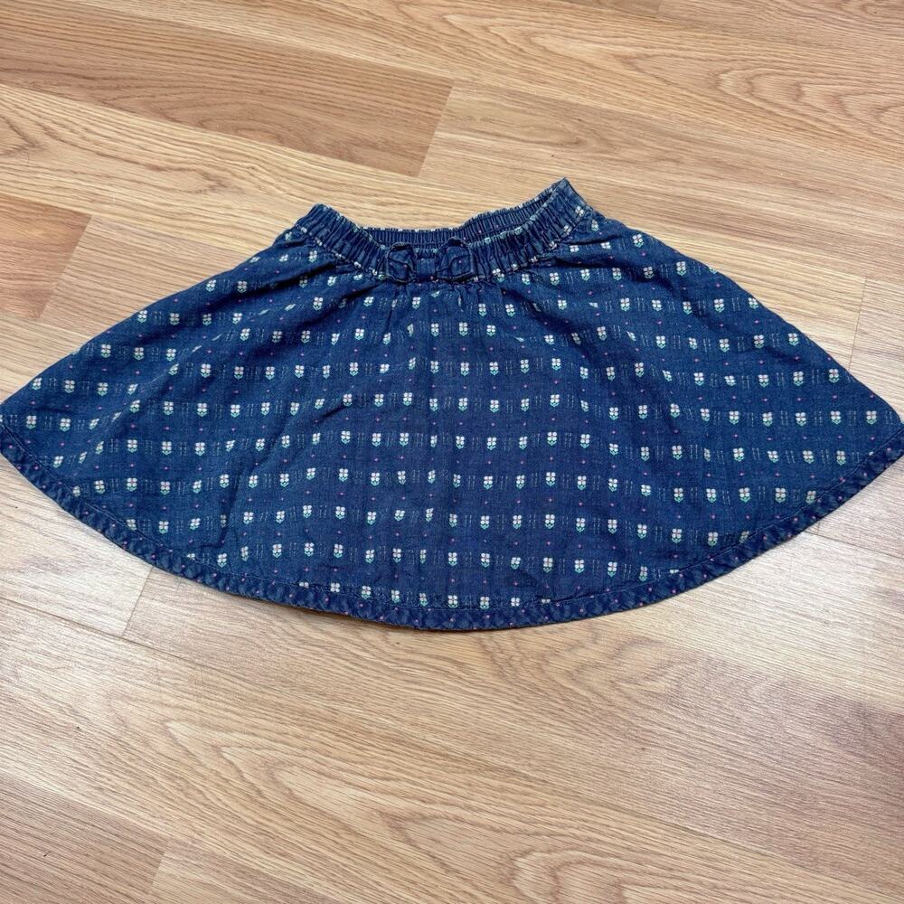 OshKosh B’Gosh 80’s Vintage Blue Denim Floral Full Skirt Girls Size 4